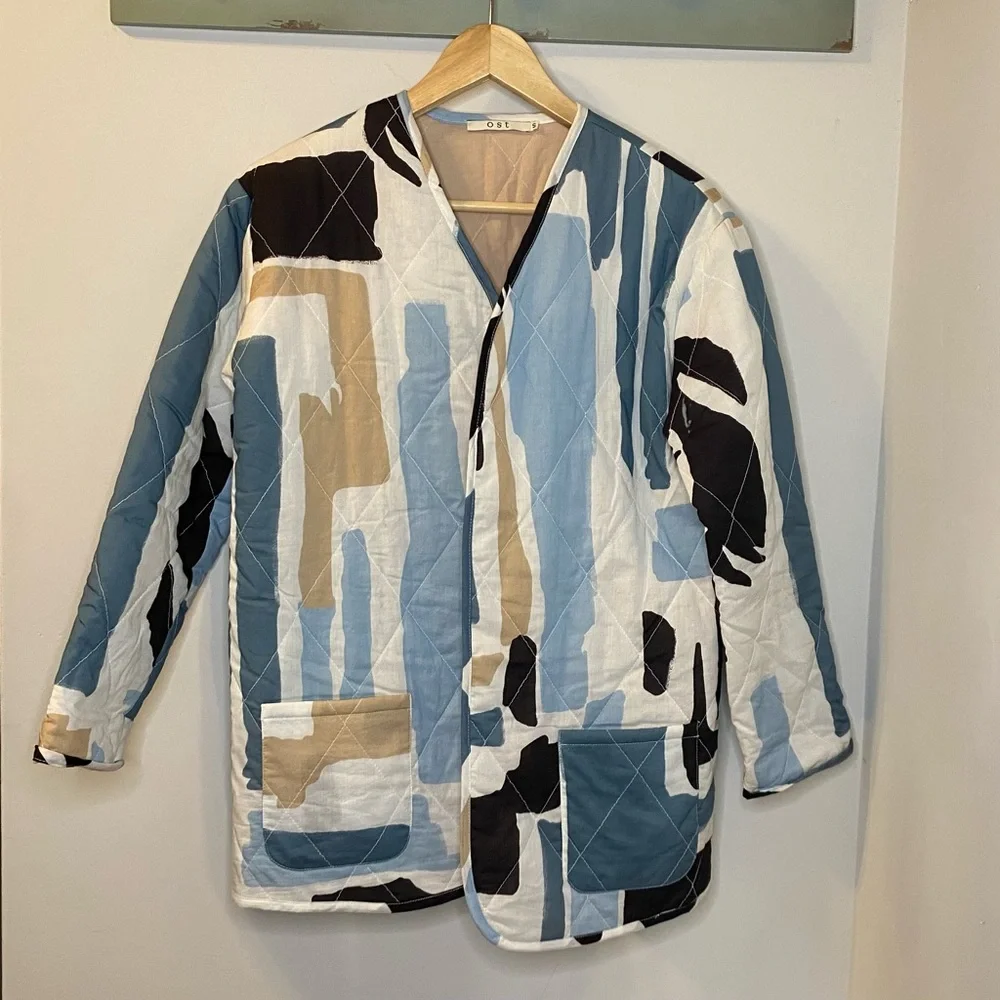 OST Abstract Patterned Quilted Jacket Small - Picture 3 of 6
